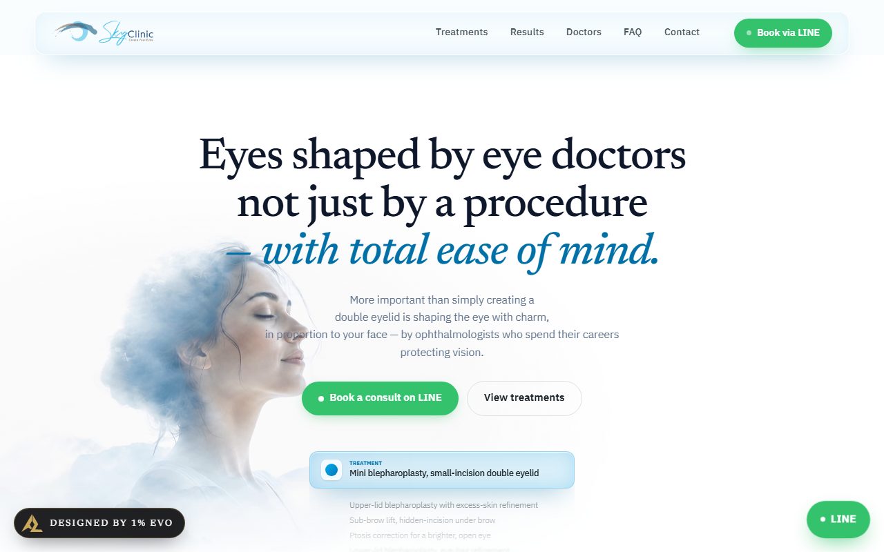 Sky Clinic — เว็บคลินิกความงาม สองภาษา พร้อมปุ่มจองผ่าน LINE