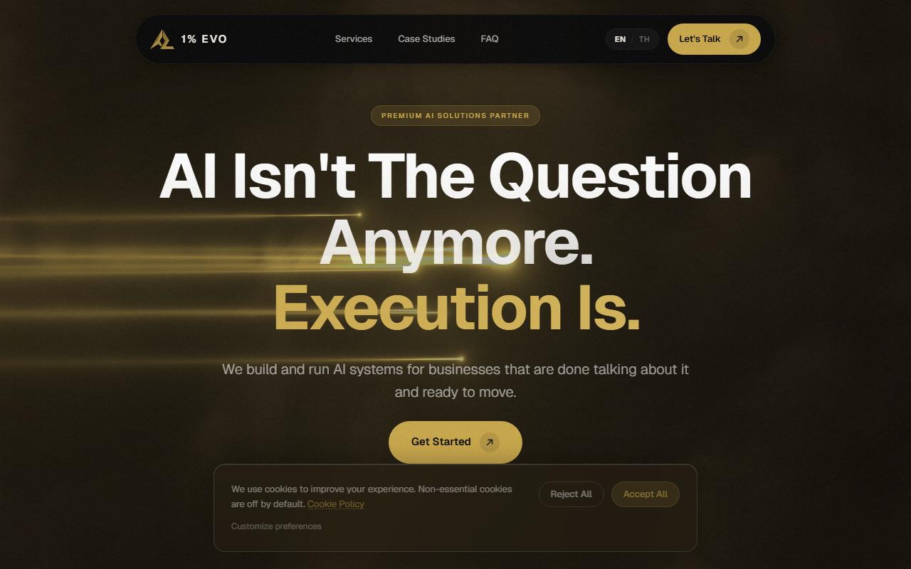 1percentevo.com — หน้าแรกเว็บไซต์ทีม Premium AI Solutions