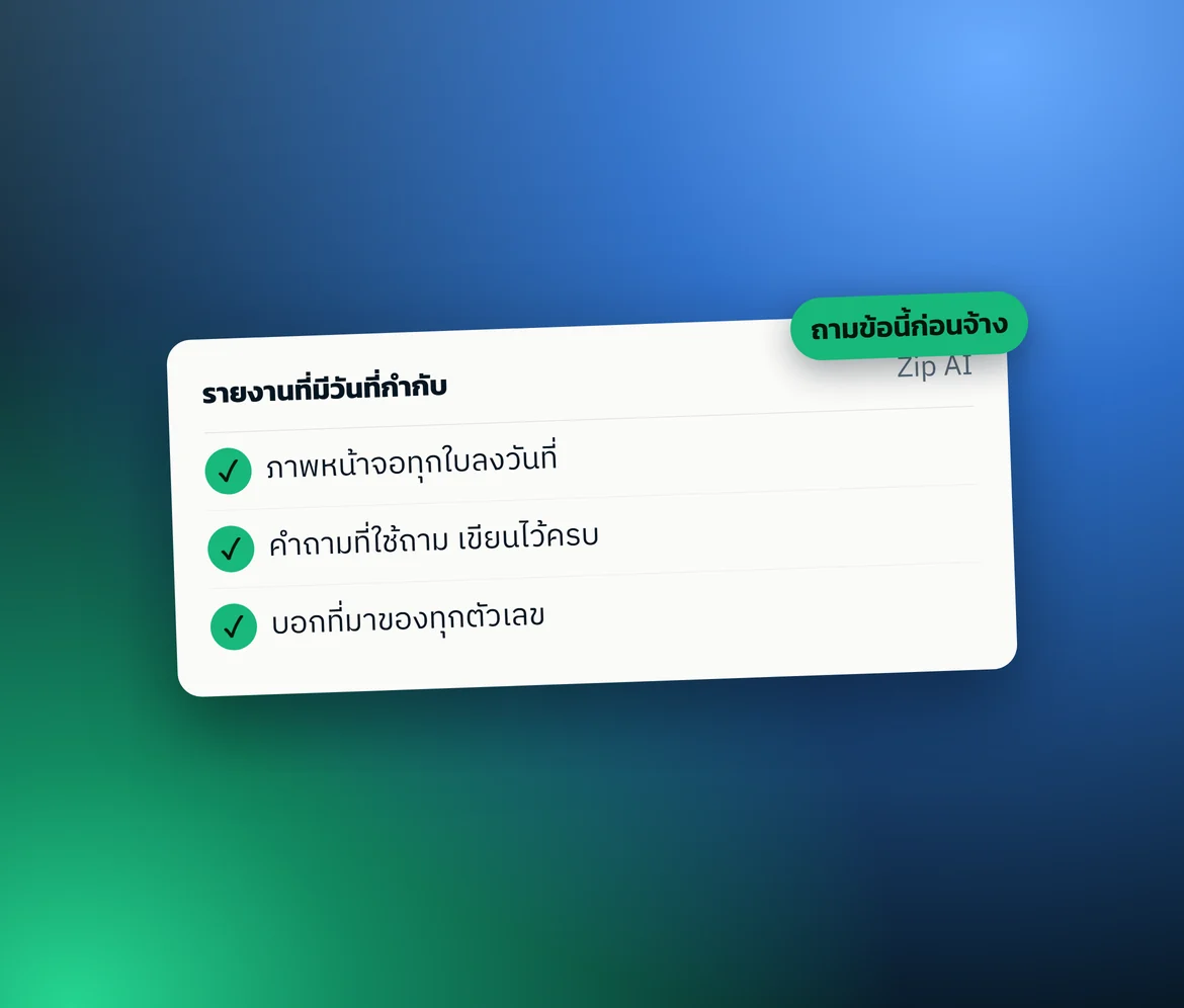 การ์ดสรุป: รายงานที่มีวันที่กำกับ — ภาพกราฟิกที่เราออกแบบเอง