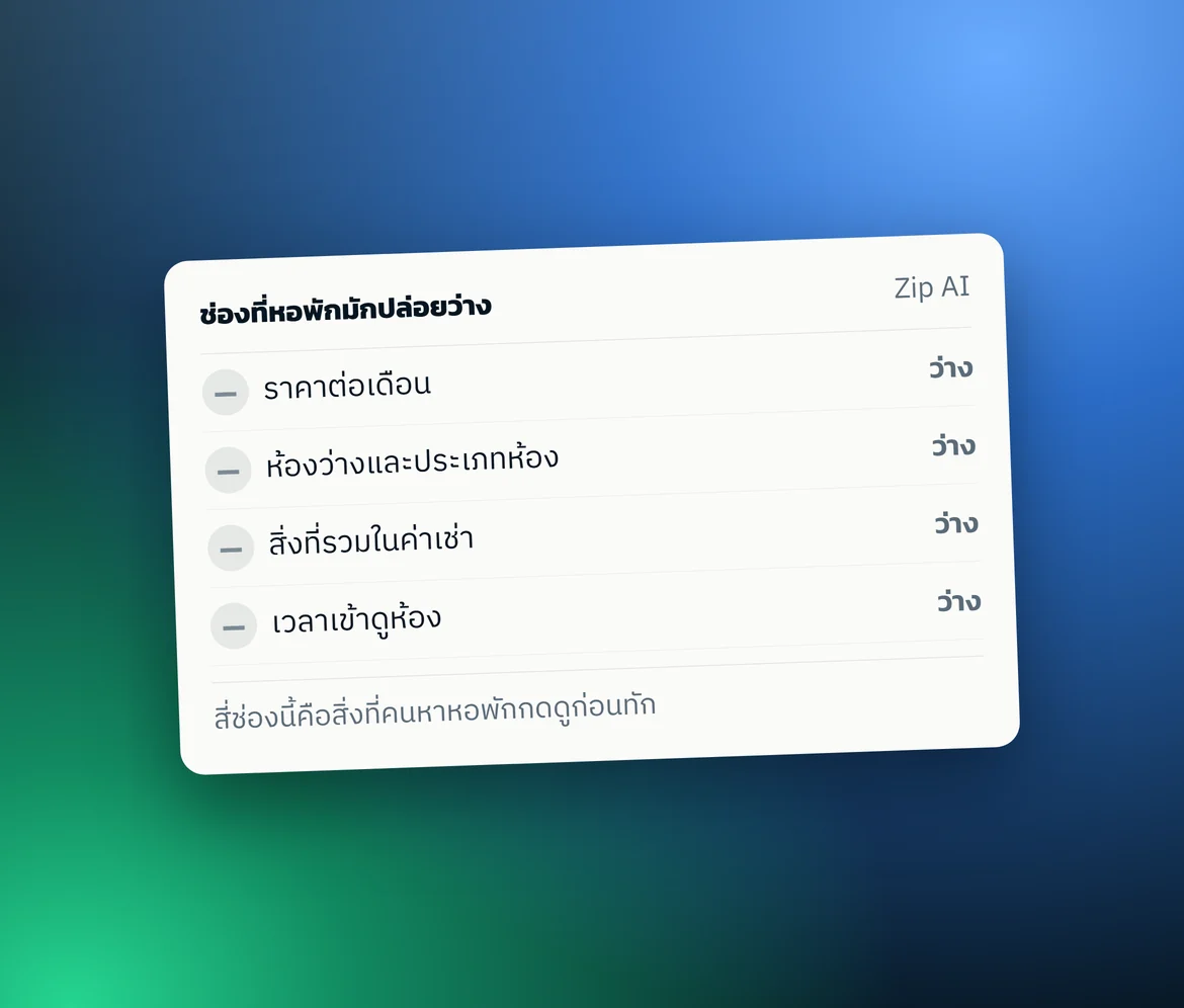 การ์ดสรุป: ช่องที่หอพักมักปล่อยว่าง — ภาพกราฟิกที่เราออกแบบเอง